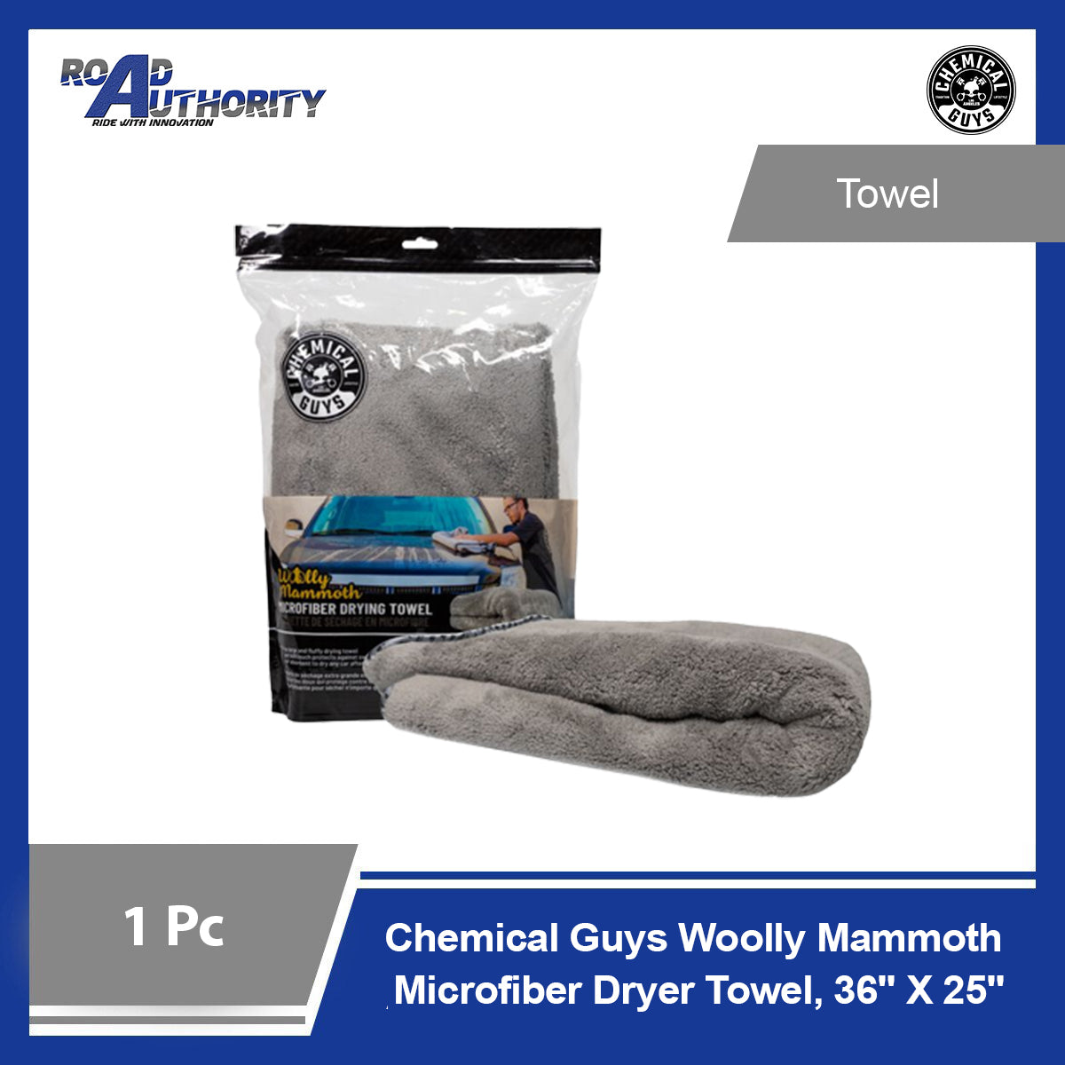 Chemical Guys Woolly Mammoth Microfiber Dryer Towel, 36" X 25"