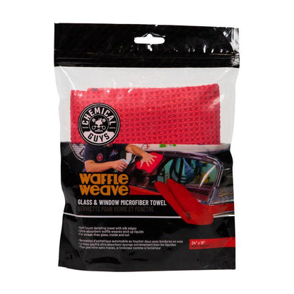 Chemical Guys Waffle Weave Glass And Window Microfiber Towel Red 24 Inch X 16