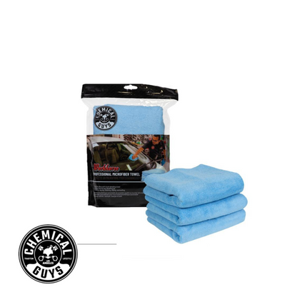 Chemical Guys Workhorse Professional Microfiber Towel, Blue 16"X16" (3 in Pack)