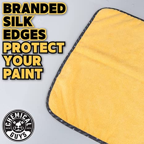 Chemical Guys Professional Grade Premium Microfiber Towel with Silk Edges, 16" x 16" (3 Pack)