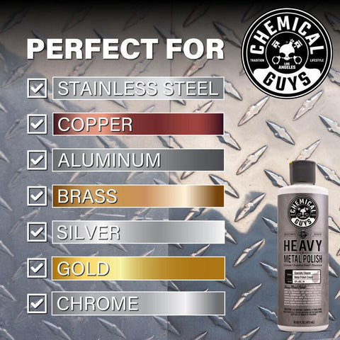Chemical Guys Heavy Metal Polish – 16oz / 473ml, Restores Shine On Chrome, Aluminum, Stainless Steel, Made USA