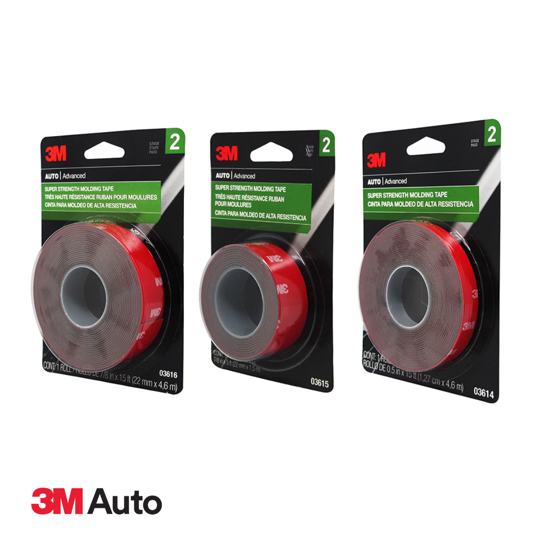 3M Super Strength Moulding Tapes Assorted Bundles 7/8 in x 15 ft , 7/8 in x 5 ft , .5 x 15 ft