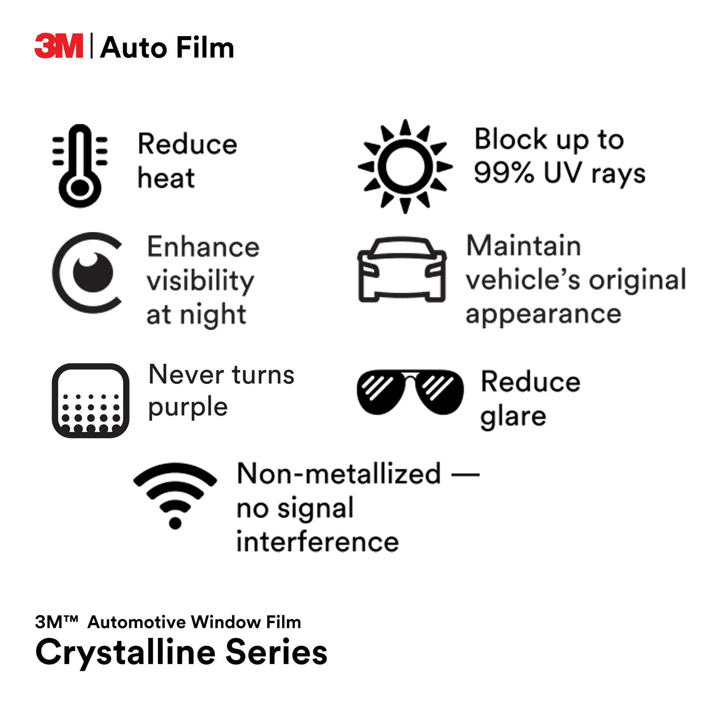 3M Auto / Car Tint Crystalline 20/40/70/90 (Wrap Around