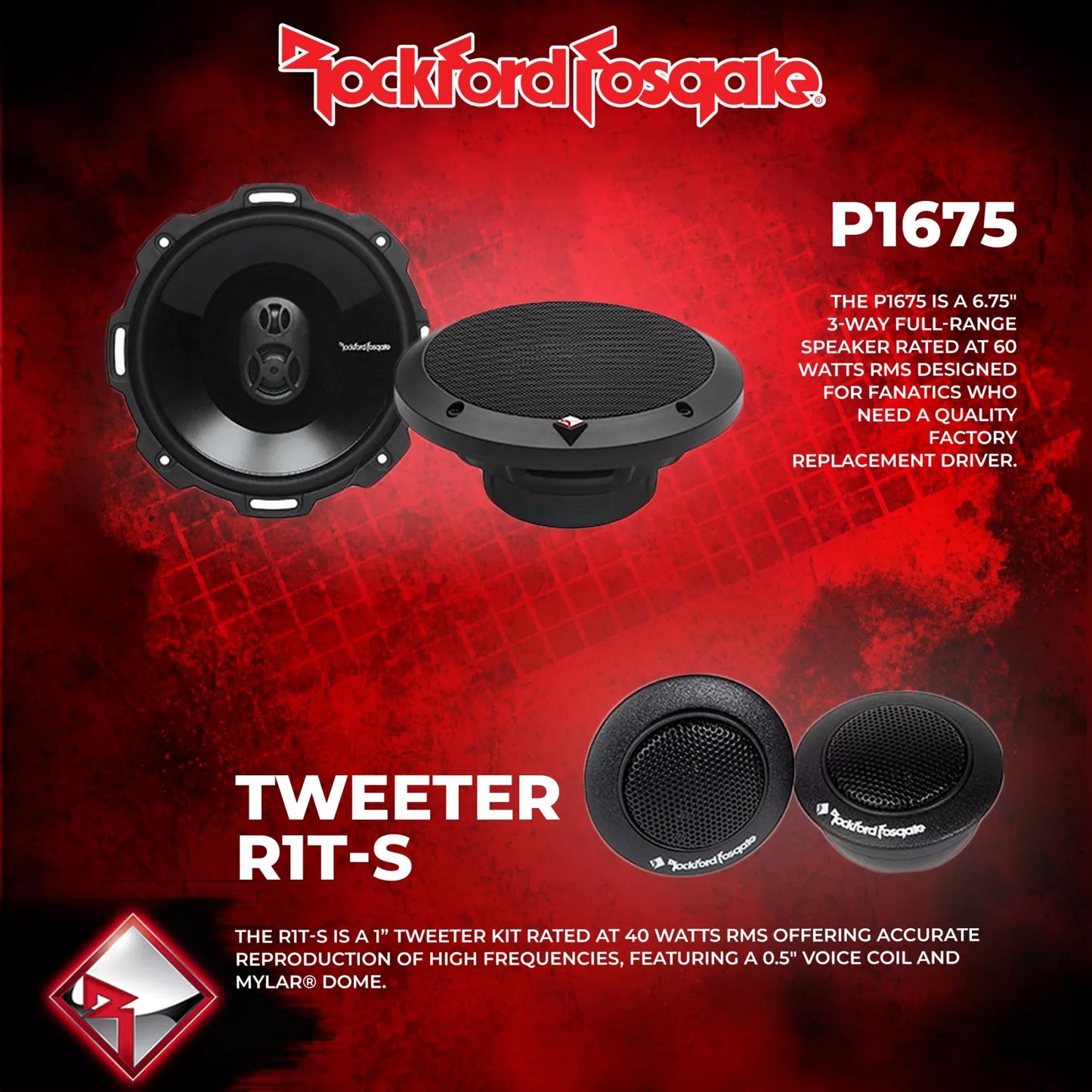 Rockford Fosgate Front and Rear Speaker Package