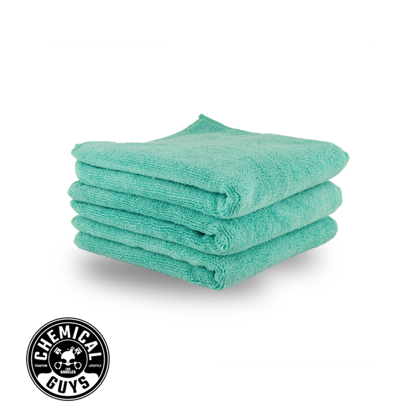 Chemical Guys Workhorse Professional Grade Microfiber Towel (Exterior), Green 16" x 16" (3 Pack)